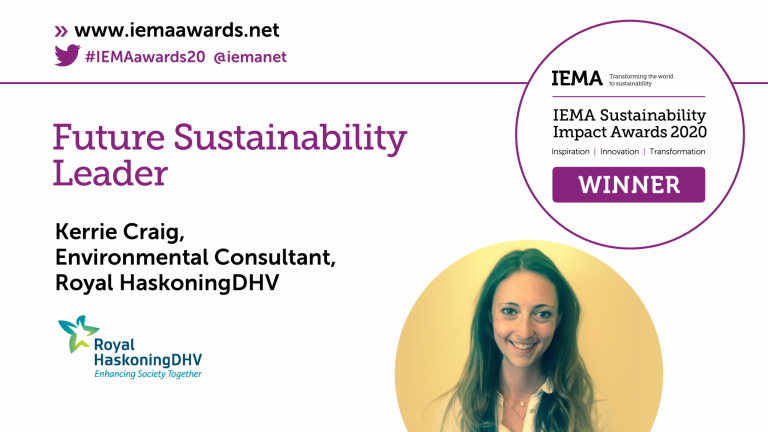 We are delighted that Kerrie Craig has been announced as the winner of the ‘Future Sustainability Leader’ award, following a shortlist interview earlier in the year.  This award celebrates individuals who have demonstrated commitment to their role, sustainability and innovation. 